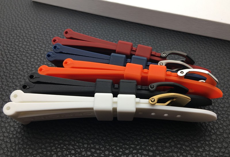 22mm 24mm 26mm Black Blue Red Orange White Watch Band Silicone Rubber Watchband Replacement for Panerai Strap Tools Steel Buckle