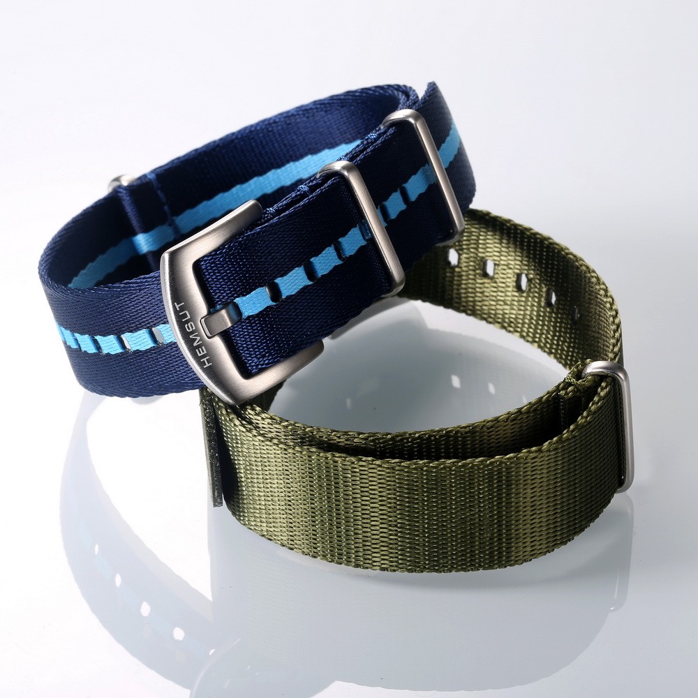 NATO watch strap blue nylon one piece replacement seat belt movement watch straps for man or woman 18mm 20mm 22mm 24mm