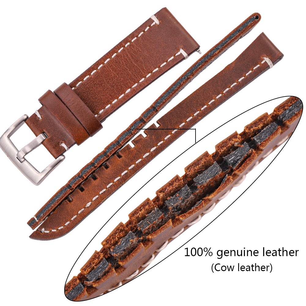 Vintage Genuine Leather Watchbands 7 Colors Strap 18mm 20mm 22mm 24mm Women Men Cowhide Watch Band Accessories Strap