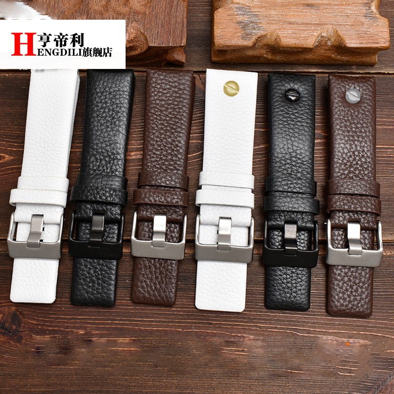 Genuine Leather Watch Strap for Diesel Watch DZ7257 1657 4323 7314 7313 7371 Straps 22 24 26 27 28 30mm Black Brown White