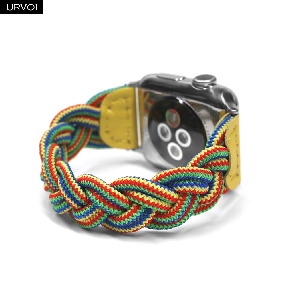 URVOI Braided Band for Apple Watch Series 7 6 SE 5 4321 Woven Nylon Strap for iWatch 40 44mm Stretchable Classic Design