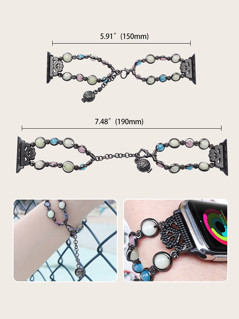 Luminous strap for apple watch 38/40/41mm 42/44/45mm women beads bracelet for iwatch series 3 4 5 6 SE 7