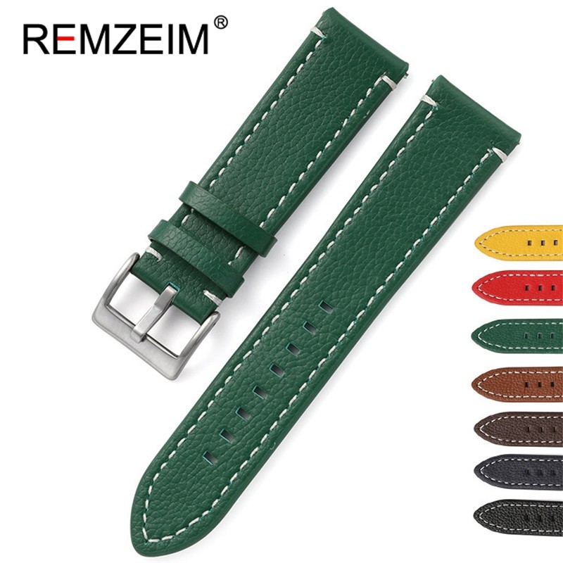 Double-sided Leather 18mm 20mm 22mm 24mm Watchband Quick Release Watch Band Strap Men Women Yellow Red Black Watch Accessories