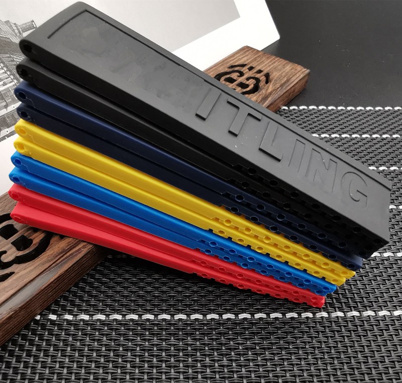 silicone rubber watch band 22mm 24mm black yellow red blue watchband bracelet for navitimer/avenger/breitling toss strap