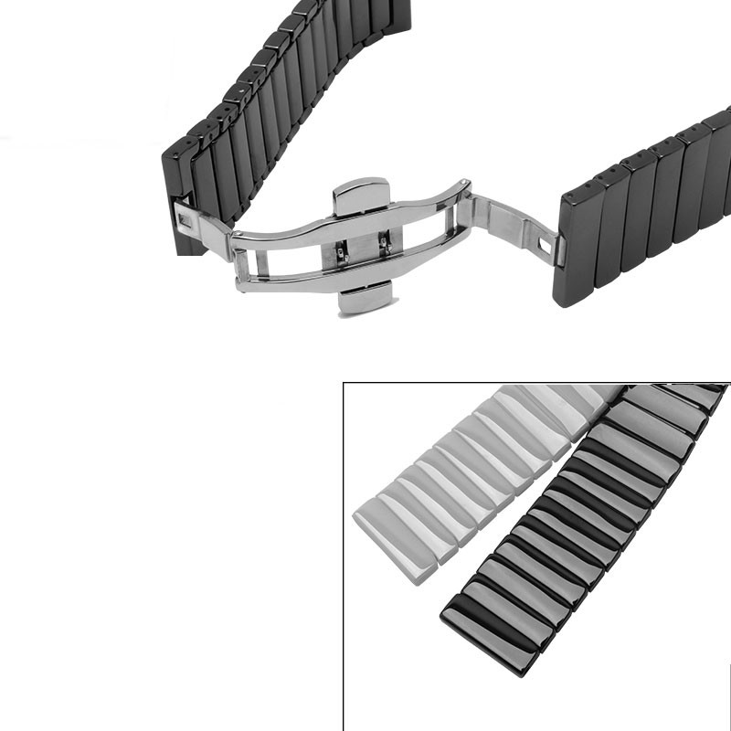 السيراميك مربط الساعة 18 20 22 مللي متر أسود أبيض معصمه استبدال حزام للرجال والنساء ووتش سلسلة سريعة الإصدار
