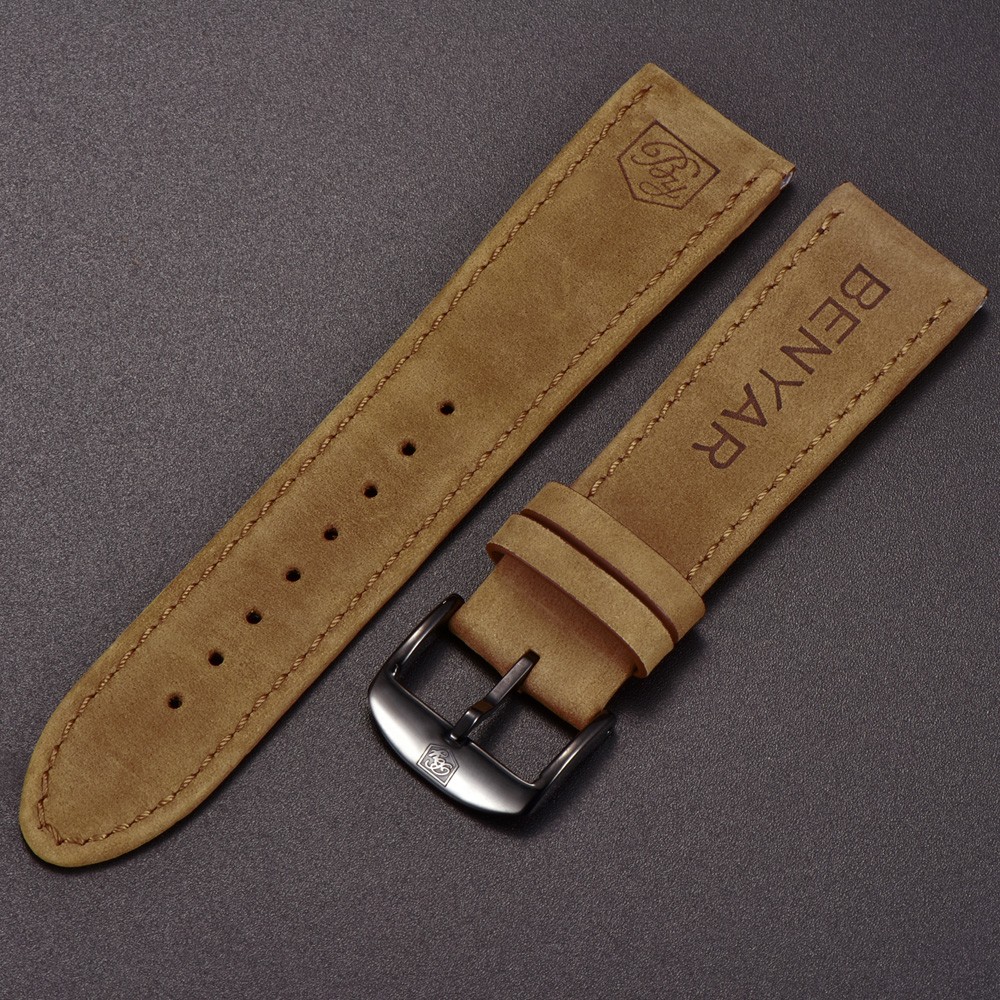 Original BENYAR Watchbands Leather Strap for BY-5102M Watch Band Width 22mm for BY-5104M BY-5140M BY-5187