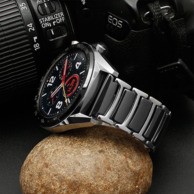Watchband ceramic strap between stainless steel 22mm 20mm watch strap strap for Huawei smart watch GT2/watch 2pro/samsung watch