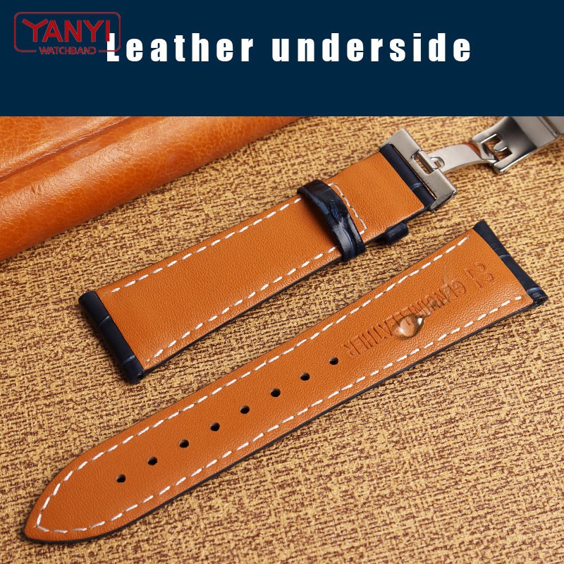 Top Layer Cowhide Genuine Leather Bracelet 19 21mm 22mm Dark Blue Watch Strap for Longines L29094920 Watches Wrist Band