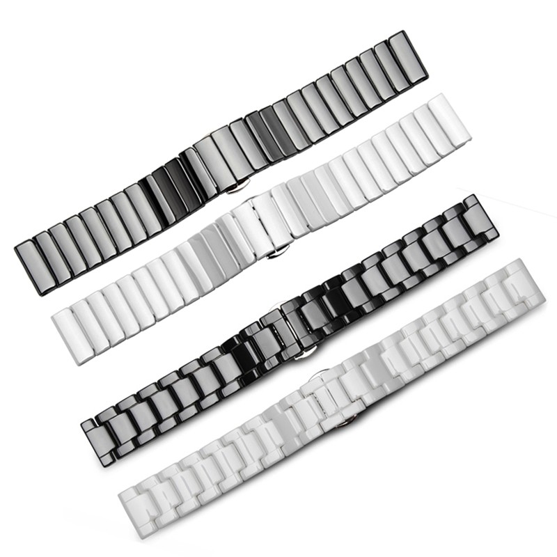 Ceramic watch band for men and women, high quality, black and white, 14 15 16 17 18 19 20 21 22 mm