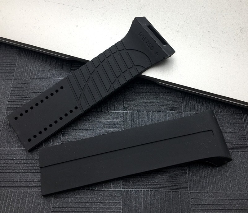 Soft Watchband Watches Silicone Rubber Black Band 28mm Fit For Porsche Strap Design World Timer For P6750 Free Tools