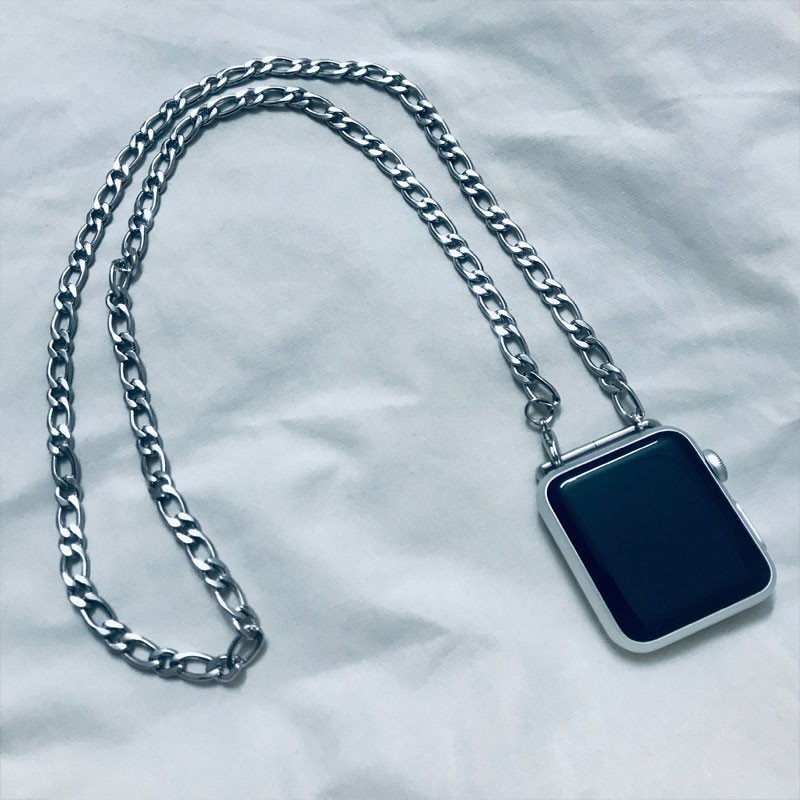 Metal Pendant Necklace for Apple Watch 45mm 44mm 42mm 38mm 41mm Replacement Strap Compatible for iWatch Series 7 6 5 4 3 2 1 SE