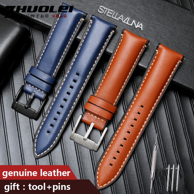 High quality carbon fiber texture watchband for omg 600 Tudor ROX wristband 22mm genuine leather straps