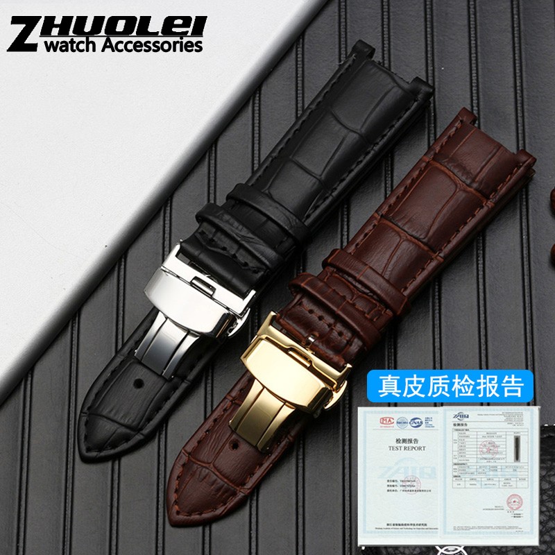 Genuine leather watchband for GC wristband 22*13mm 20*11mm engraved strap with butterfly stainless steel buckle