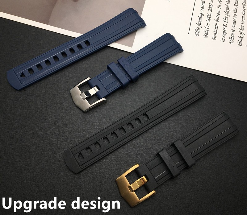 Top Quality 20mm Soft Fluorine Rubber Silicone Watches Strap Buckle Grind Arenaceous Strap Special for Omega Strap for Seamaster 300