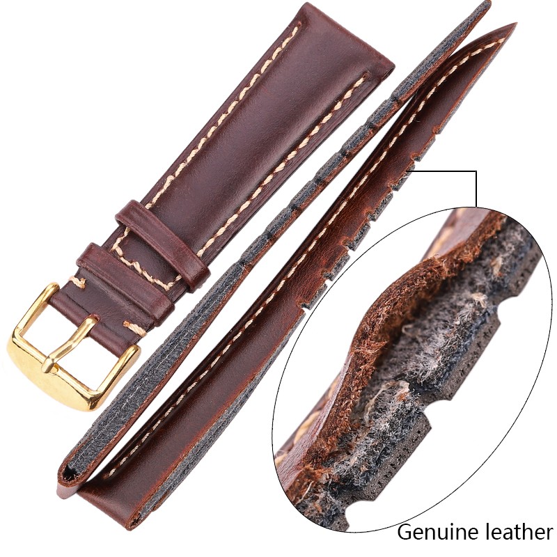 Handmade Genuine Leather Watchbands Men Women Bracelet 18 19 20 21 22 24mm Antique Watch Band Strap wiht Silver Polished Buckle