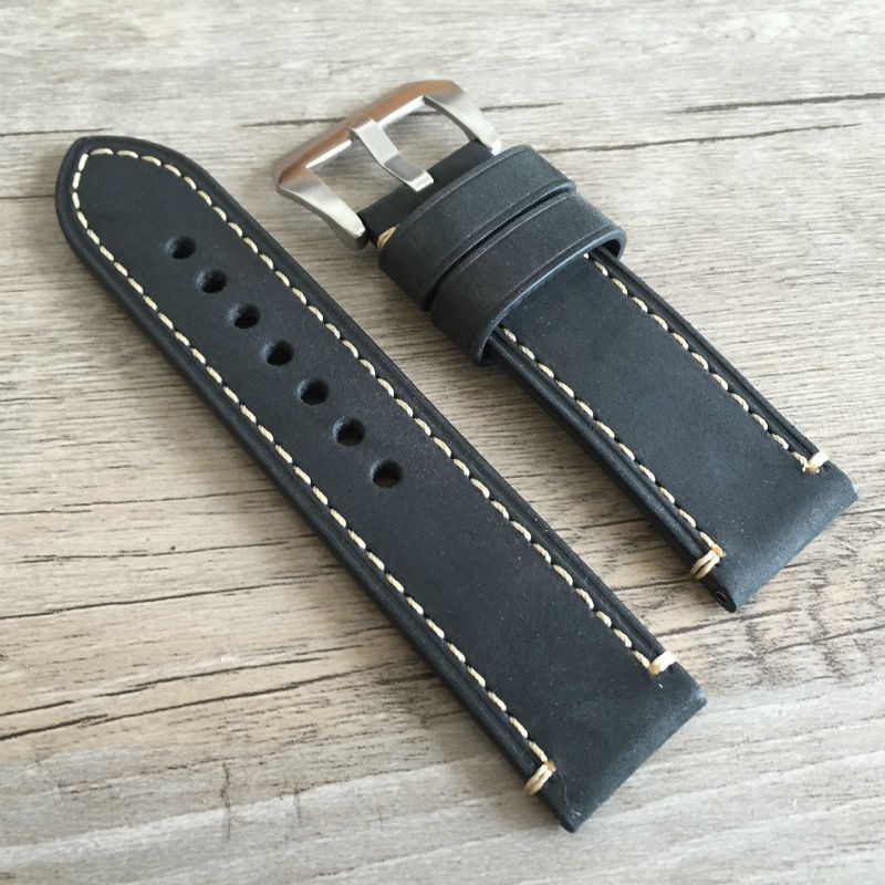 Genuine Leather Watch Band Strap 20mm 22mm 24mm 26mm Thick Men Watchbands Bracelet Strap with Metal Buckle for Panerai Watch