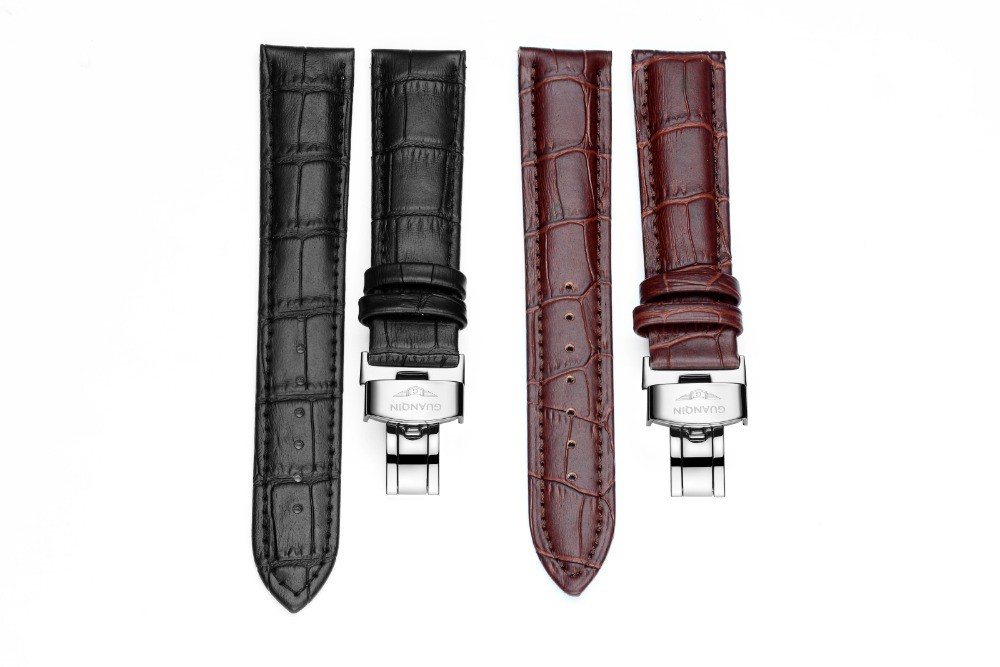 GUANQIN original strap for 20mm black brown for GUANQIN watch 20022