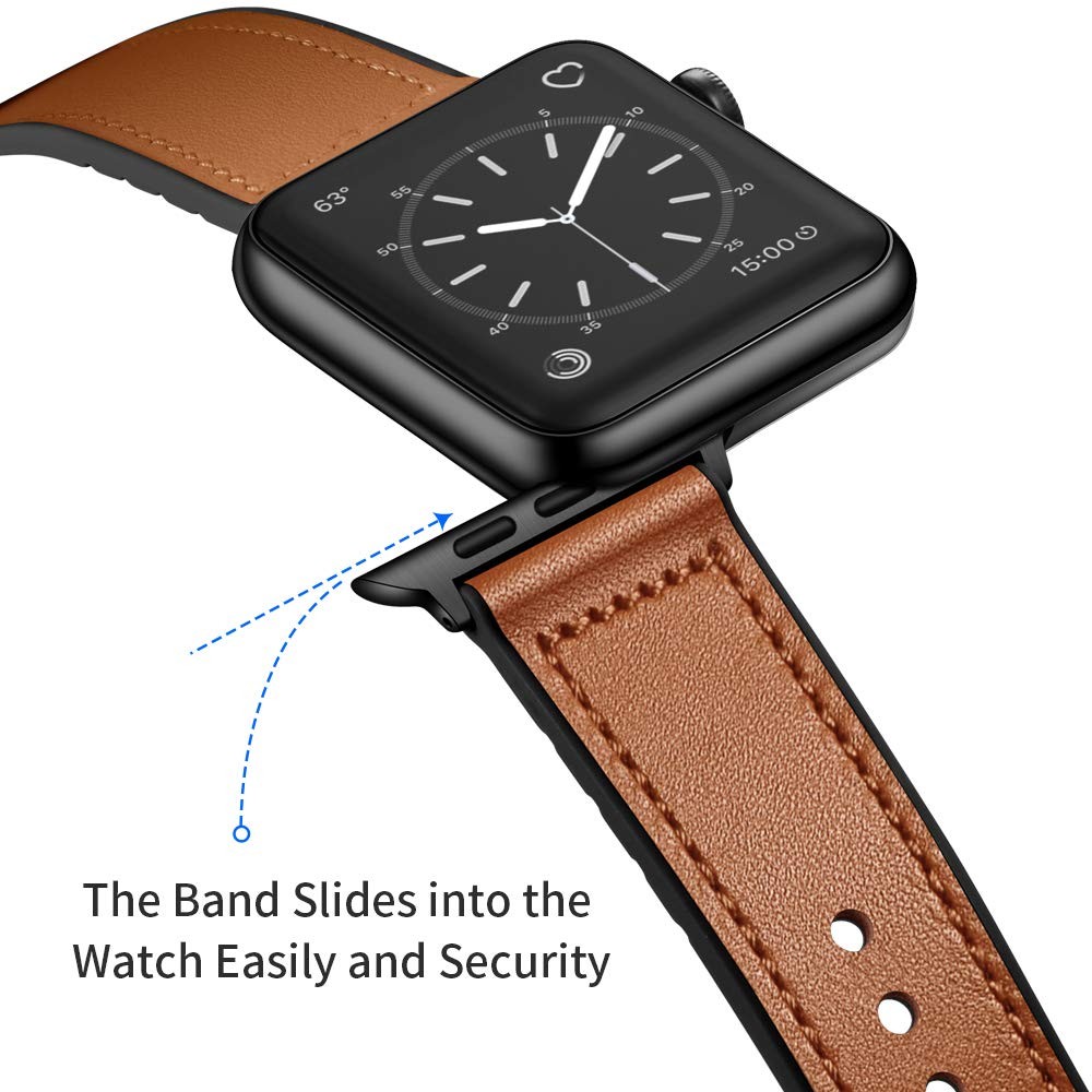 Silicone leather strap for apple watch, 44mm 40mm strap for iwatch 38mm 42mm, Apple watch series 6 5 4 3 SE 2 1 watch band