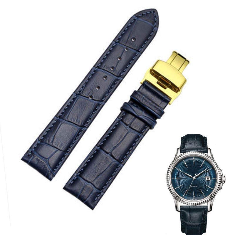 Fashion Genuine Leather Men Women Watchband Crocodile Texture Strap Wrist Watch Band 14mm 16mm 18mm 20mm 22mm Dark Blue