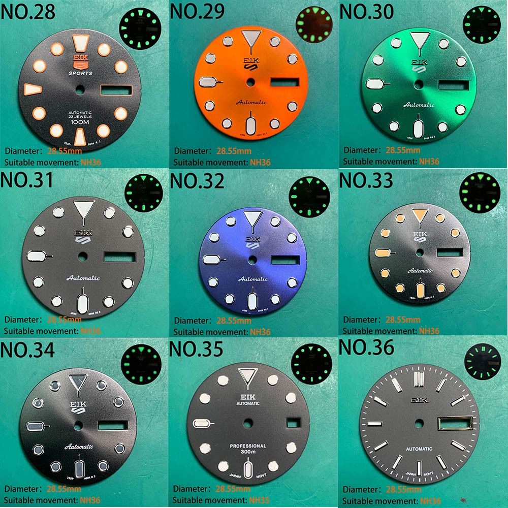 Nh35 watch double dial new C3 luminous modified craft watch skx007 SKX006 small millimeter 28.5mm abalone nh35 universal