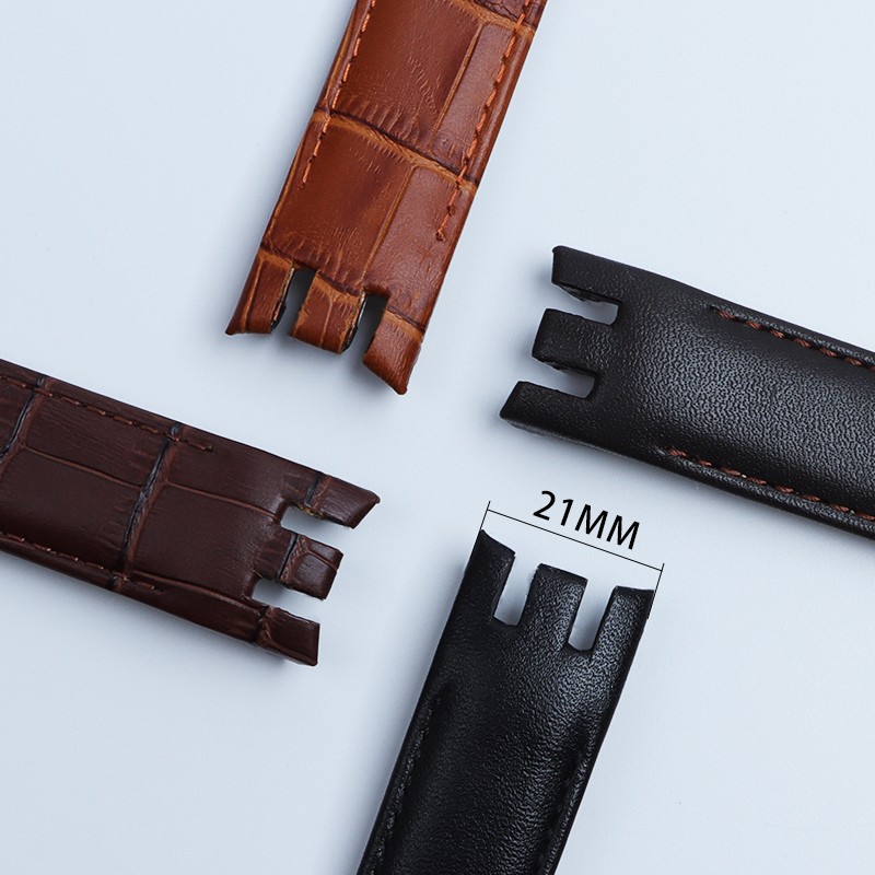 Top Quality Genuine Leather Watch Band for Strap Holder YRS403 412 402G 21mm Watchband Curved End Watches Bracelet Logo Buckle