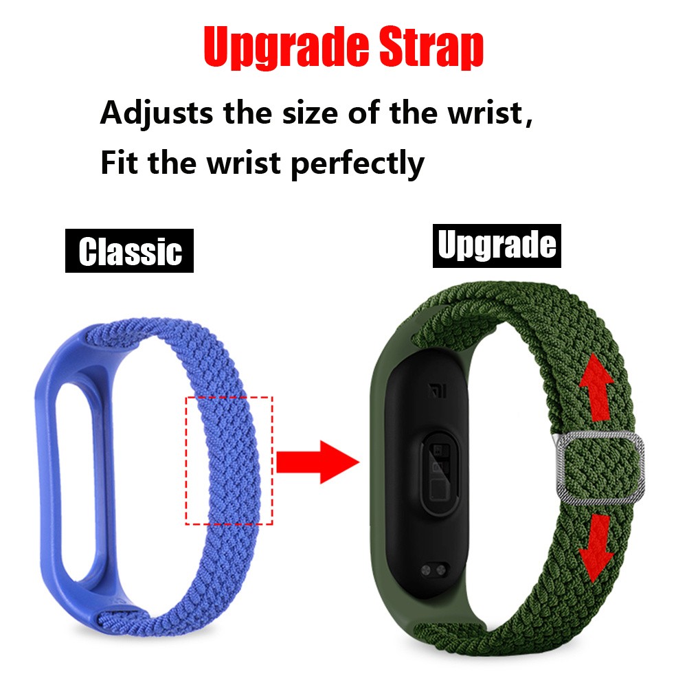 ZHIX Elastic Adjustable Nylon Braided Bracelet for Mi Band 6 Strap Miband 4 3 correa Wristband for Xiaomi Mi Band 5 Strap