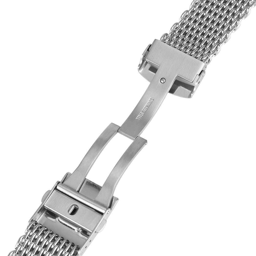 18/20/22mm Watchband Luxury Cool Watches Mesh Stainless Steel Bracelet Silver Wristwatch Band Strap Replacement + 2 Spring Bars