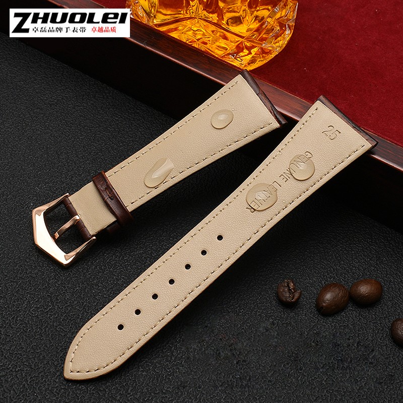 For any brand watchband watch strap 25mm large width black brown mens cowhide genuine leather bracelet waterproof bracelets & tools