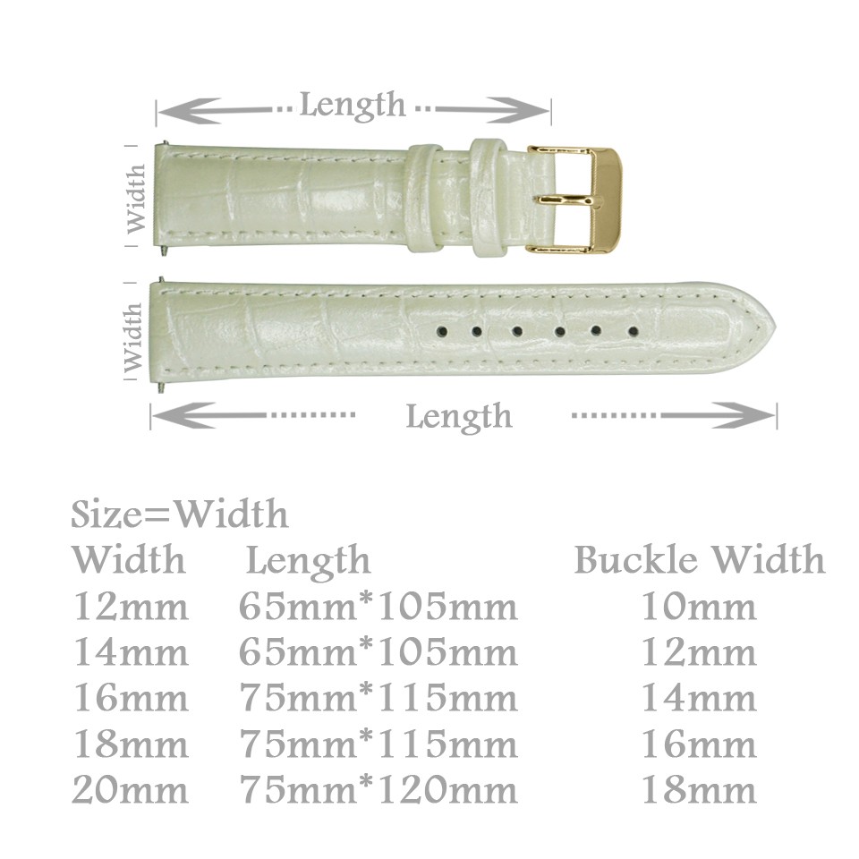 12mm 14mm 16mm 18mm 20mm leather watch band pink olive ivory green watchband genuine leather strap gold stainless steel buckle