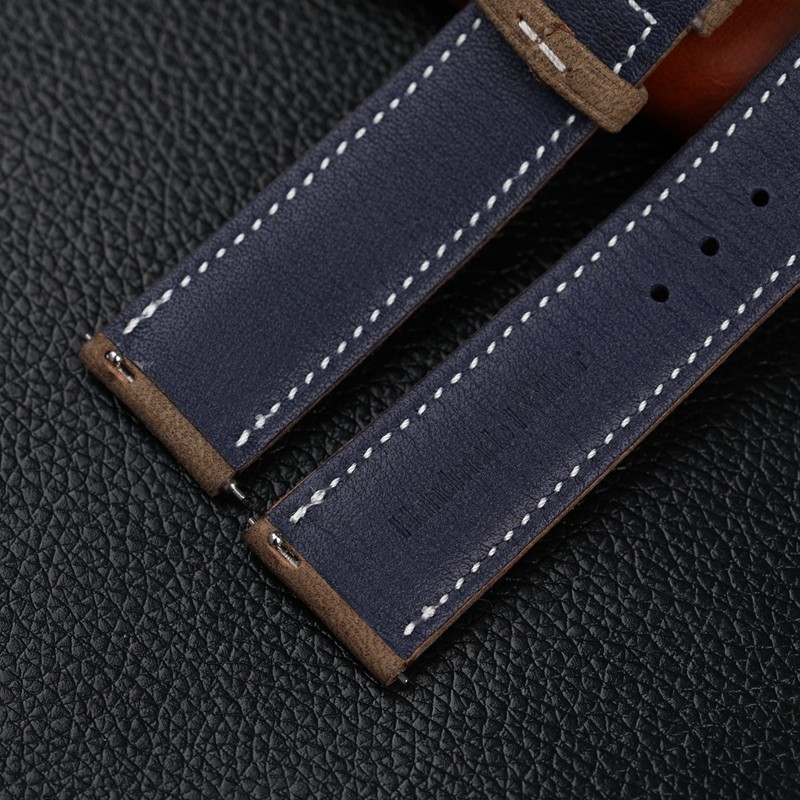 Handmade gray leather watchband 18 19 20 21 22 mm quick release soft cowhide leather, ultra-thin soft strap