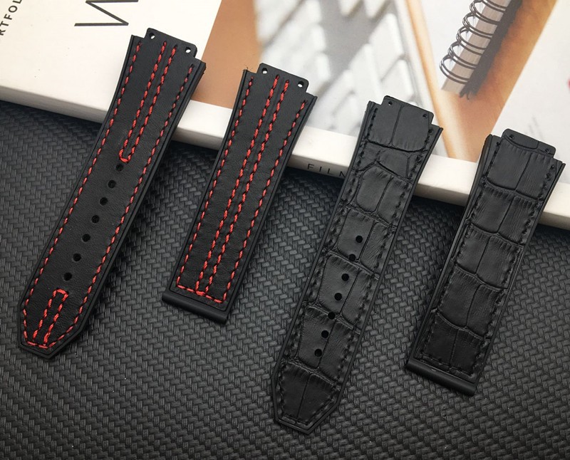 Crazy Horse Genuine Cow Leather for Hublot Strap for Big Bang Strap Men Watchband 25*17mm Watch Band Logo on Steel Buckle Tools