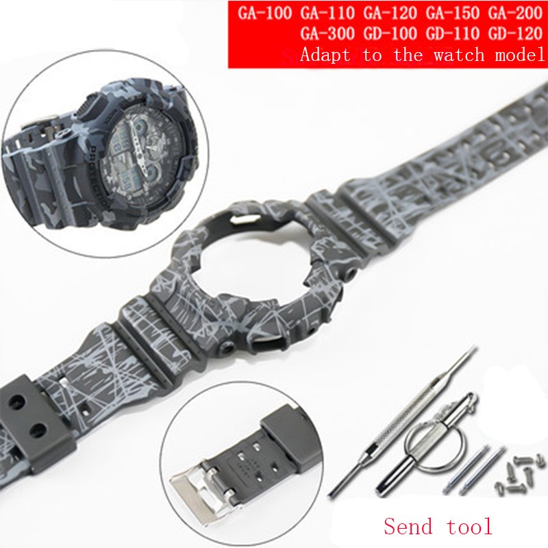 Watch accessories resin strap 16mm for camouflage Casio g-shock GLS GD GA110 GA100 GD120 sports watch for men and women