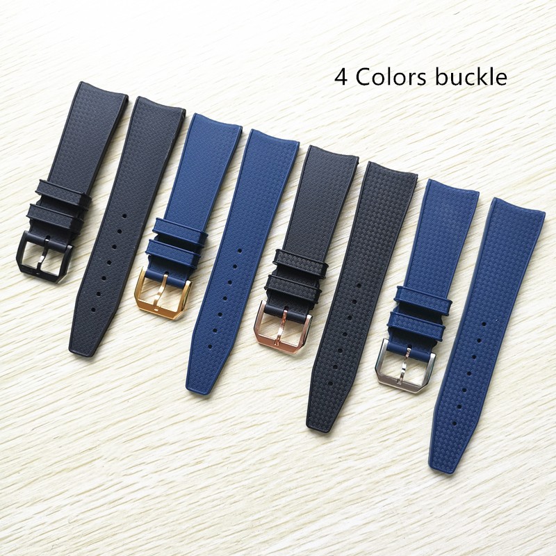 22mm Black Blue Rubber Silicone Watchband Watch Strap For IWC Pilot Portuguese IW323101 Bracelet Strap With Pin Buckle Tool Free