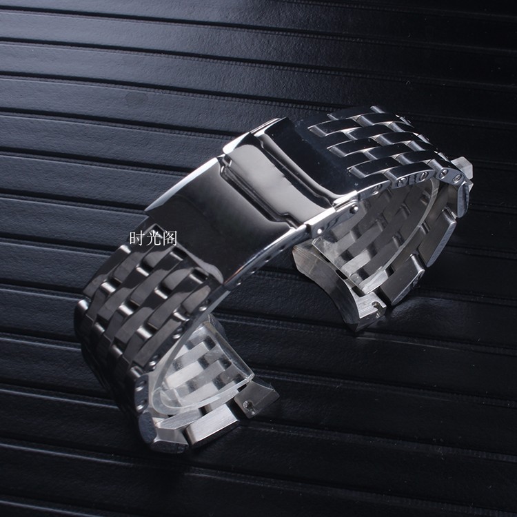 22 24mm high quality stainless steel silver polished watchband for breitling navitimer wristband deployment clasp logo on