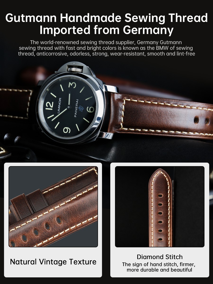 MAIKES Watch Watch Accessories 18mm-26mm Brown Vintage Oil Wax Leather Watch Band For Samsung gear s3 fossil watch strap