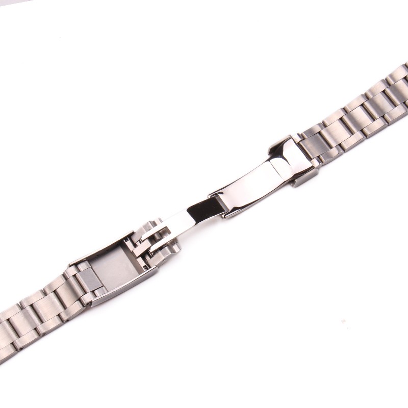 20mm 316L Stainless Steel Watches Bracelet Silver Brushed Metal Curved End Replacement Link Deployment Clasp Watch Strap