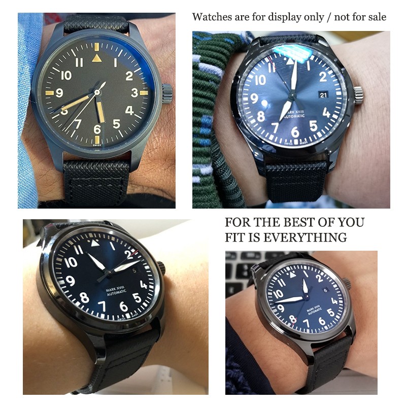 20mm 21mm 22mm Nylon Fiber Leather Watchband Fit For IWC IW377729 IW389001 Big Pilot Watch High Quality Green Blue Black Strap