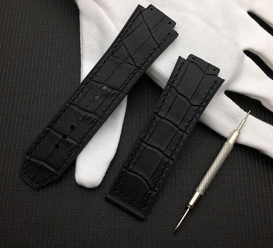 25*17mm Real Cow Leather With Rubber Silicone Watchband Watch Band For Hublot Strap For Big Bang Accessories Belt Buckle Logo On
