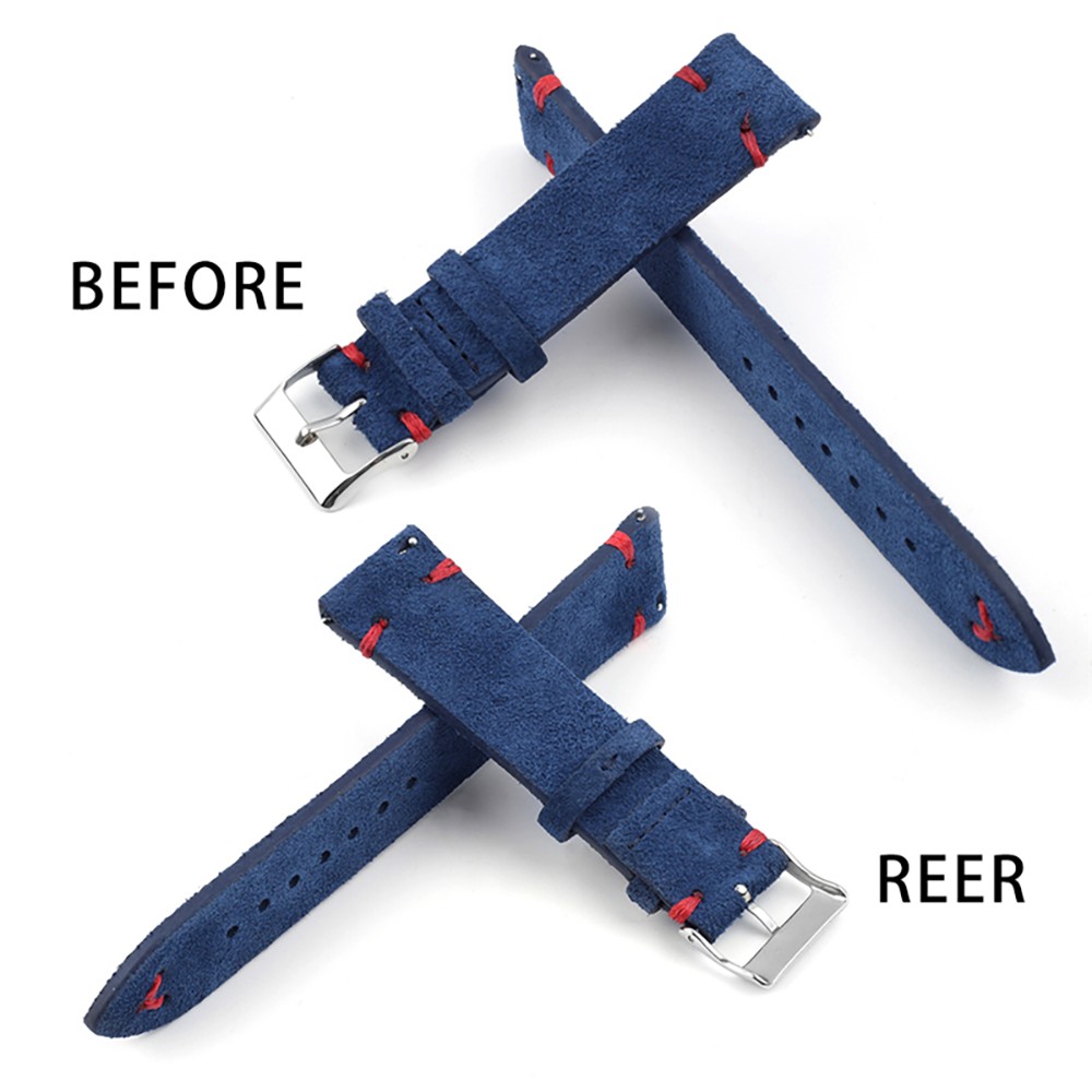 Genuine suede leather antique watch band 18mm 20mm 22mm 24mm high quality royal blue watch strap for men women watches