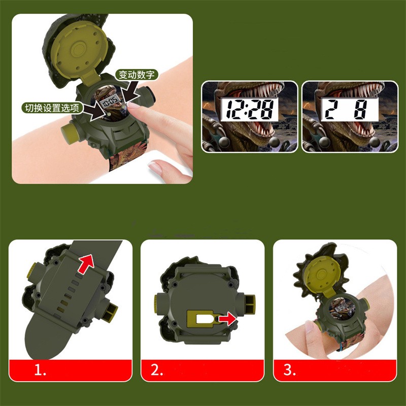 Projection Children's Watch 3D Jurassic Dinosaur Electronic Digital Watch Tyrannosaurus Rex Triceratops for Kids Gift A4215