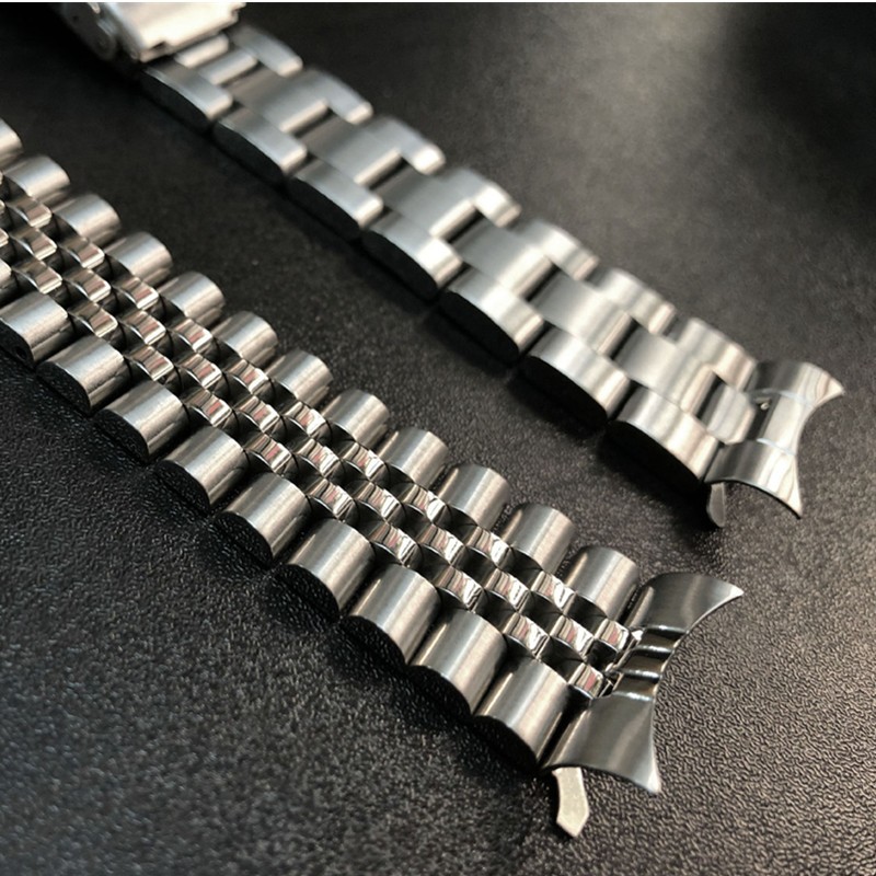 20 22mm Stainless Steel Watchband Curved End Strap Fold Buckle Lock Wrist Strap Silver Bracelet for Seiko Watch Accessories