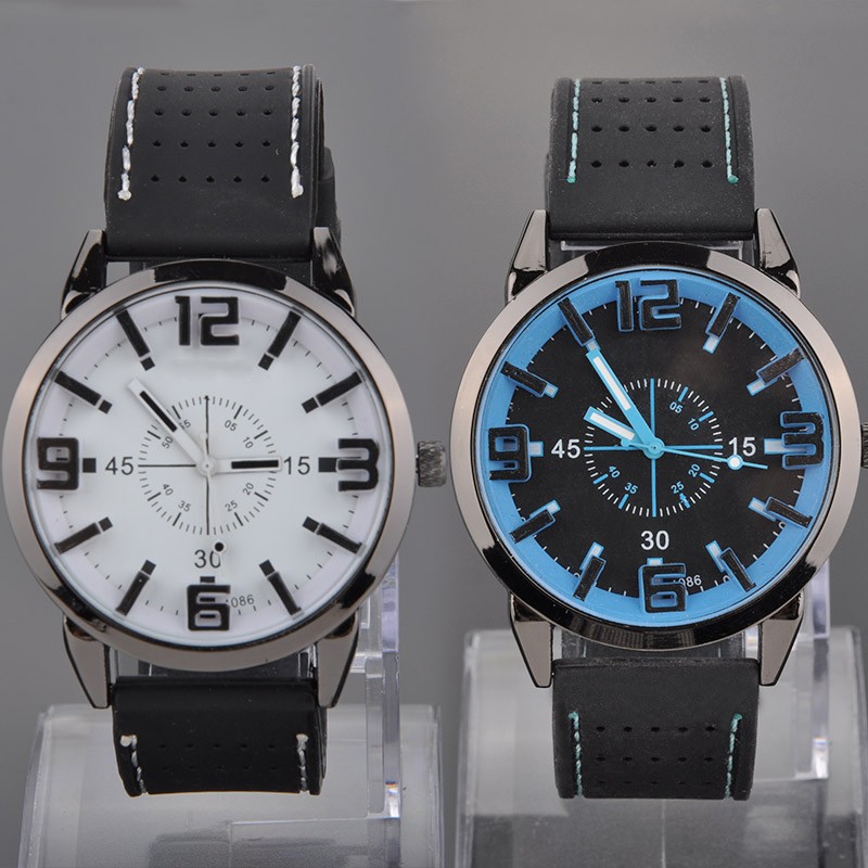 New men's watches quartz watch with rubber strap watch band wristwatch for men's watch