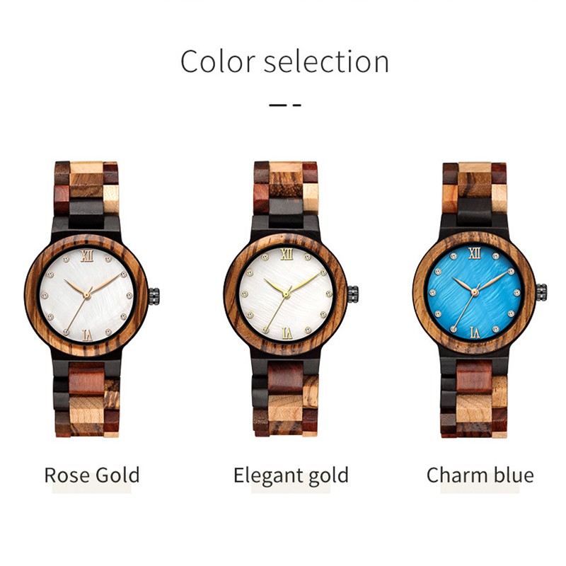 Kunhuang Ladies Watch Top Fashion New Wooden Quartz Watch Japan Movement Business Watch Great Gift Wood Boxmontre Femme