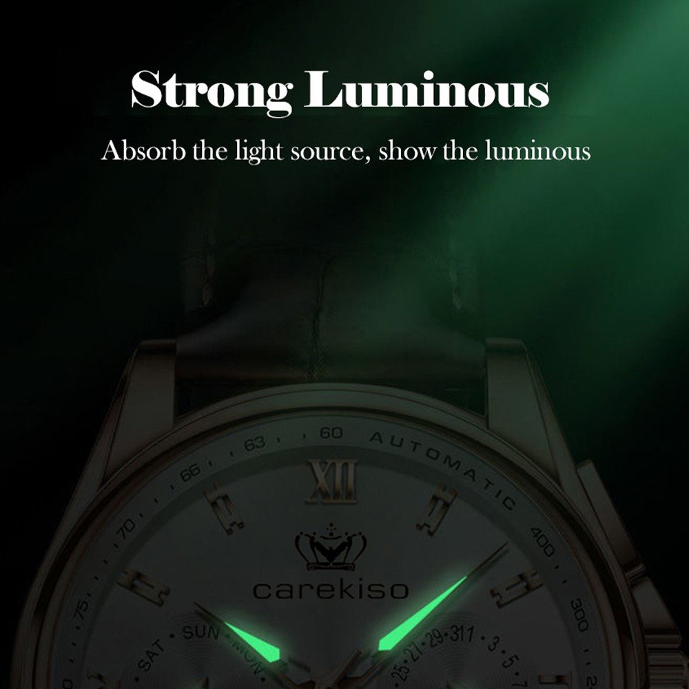 2021 New Mens Watches CAREKISO Top Brand Leather Waterproof Luminous Sport Date Quartz Watch for Men Relogio Masculino Gift