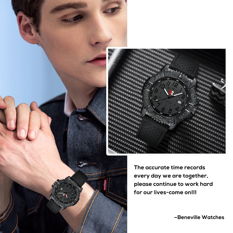 2022 new silicone strap men watches top fashion luxury brand business luminous quartz watch casual men waterproof date watch