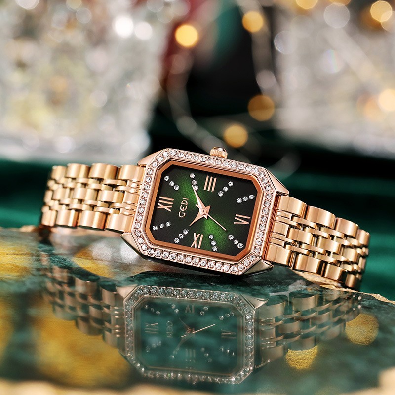Fashion Rhinestone Watches for Women Quartz Movement Rosegold Stainless Steel Watch Holiday Lovely Gift 3ATM Waterproof Clock