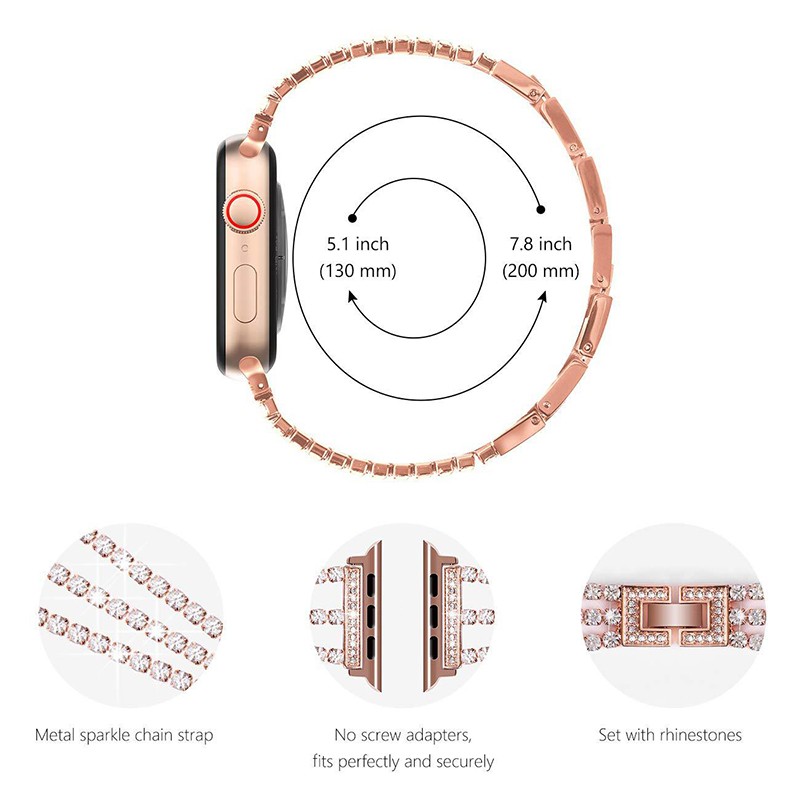 Metal Diamond Bracelet For iWatch7 SE 6 5 Band Stainless Steel Watchband For Apple Watch Band 38mm 42mm 40mm 44mm Shining Strap