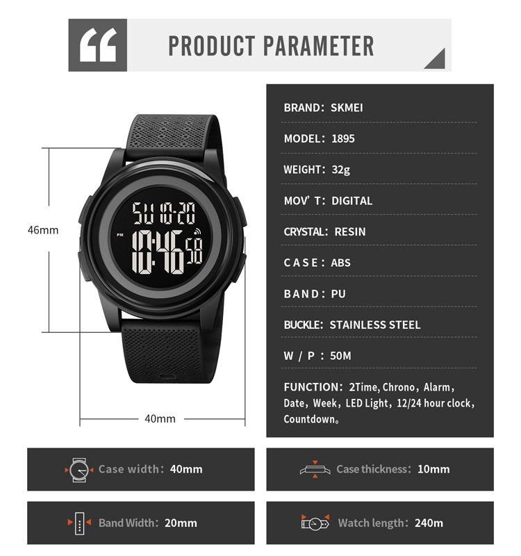 Relogio Masculino SKMEI Sports Watches Men Wristwatches Light Chrono Alarm Clock 5Bar Waterproof Digital Watch Countdown Casual