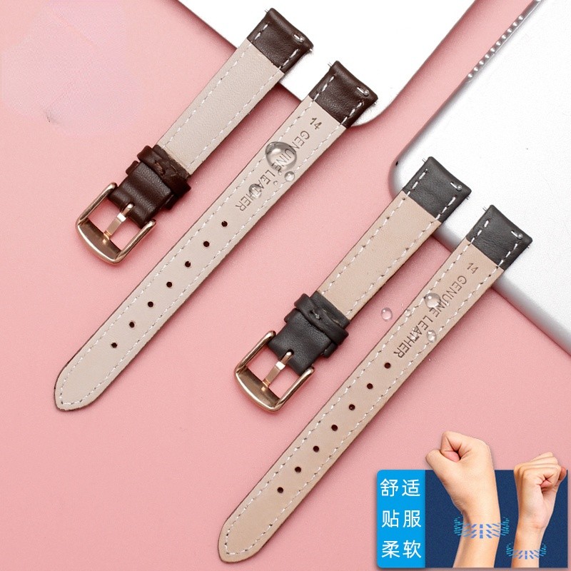 Women's Genuine Leather WatchBands for Casio Fossil Watch Band Foley Foley First Layer Leather Watch Strap 12mm 14mm 16mm