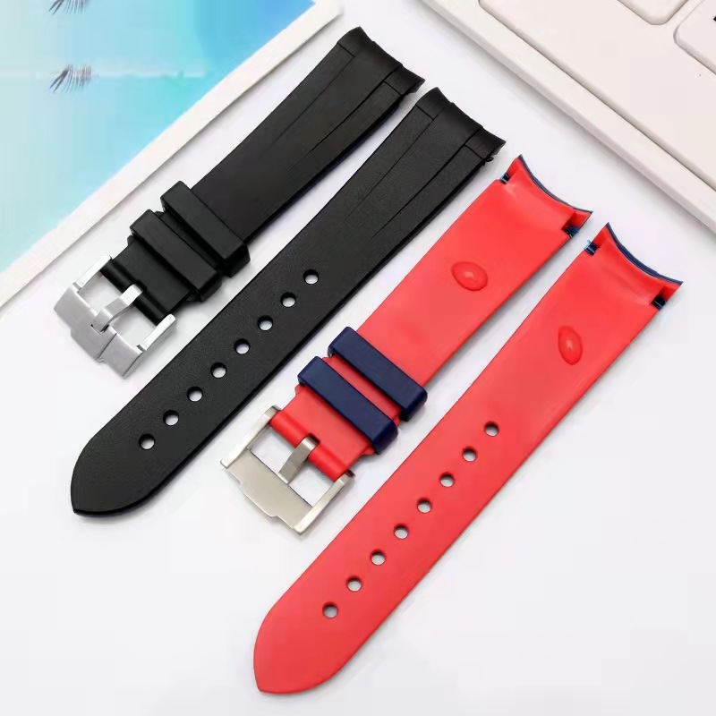 20mm 22mm High Quality Two Colors Croved End Waterproof Rubber Silicone Watches Straps Bands Fit For Watches ROX SUB